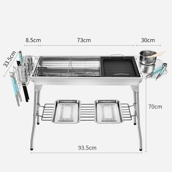 BẾP NƯỚNG NGOÀI TRỜI BBQ CÓ THỂ THÁO RỜI CHẤT LIỆU INOX KÍCH THƯỚC 111x33x70cm