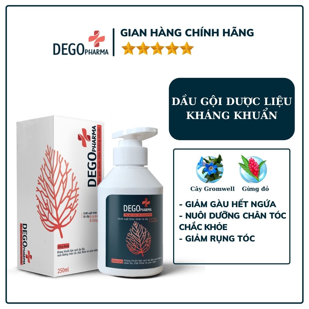 Dầu gội dược liệu kháng khuẩn Gừng đỏ Dego Pharma 250ml ngăn ngừa rụng tóc