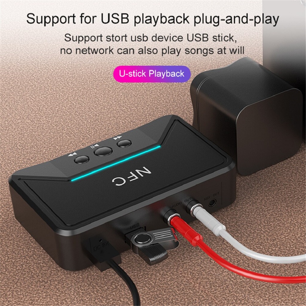 Bộ thu âm thanh bluetooth 5.0 NFC BT200, thiết bị nhận bluetooth biến loa, amply thường thành có bluetooth Music Audio Receiver - hàng chính hãng Vinetteam