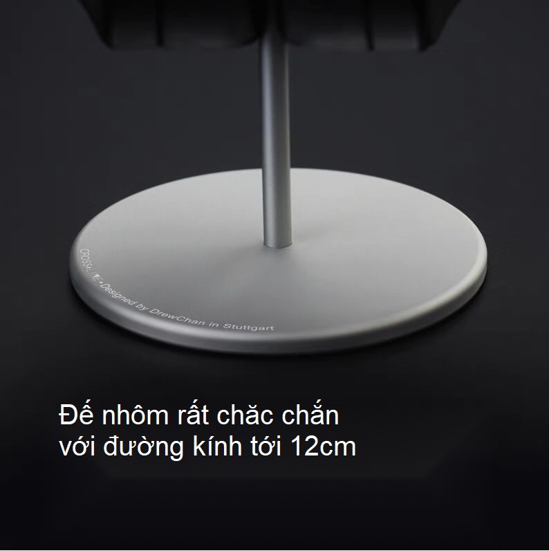 Giá treo tai nghe chụp tai full size bằng hợp kim nhôm đầu đỡ gỗ tự nhiên lớn CR3 Vũ Studio - Hàng chính hãng