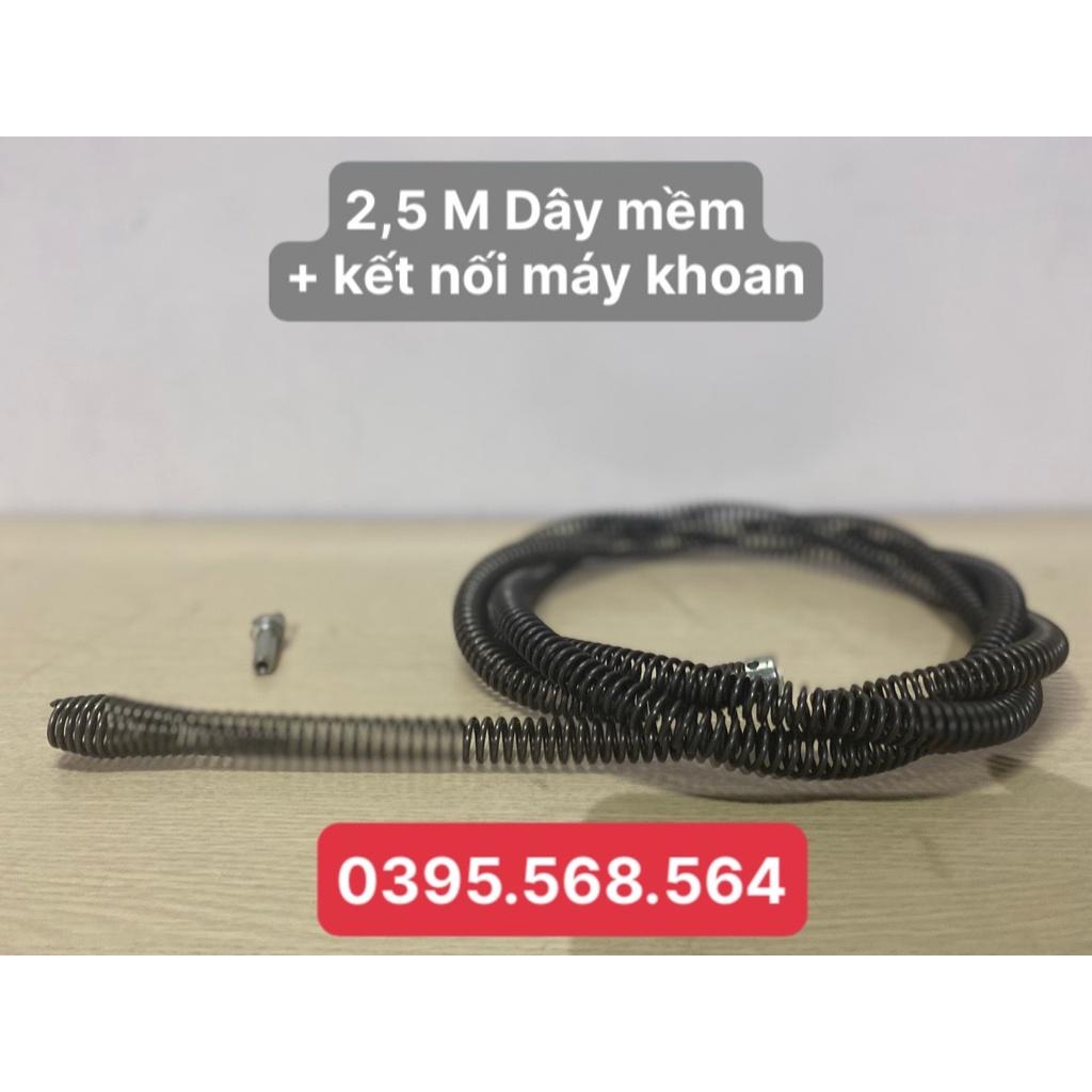 2,5M dây thông tắc đường ống nước + kết nối máy khoan