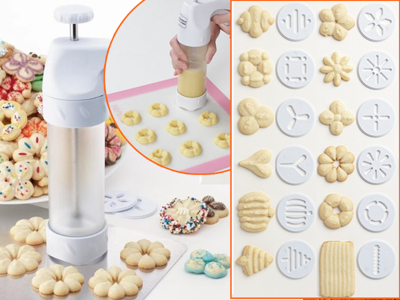 Bộ Khuôn Nhấn Bánh Quy Cookies Press 12 Mặt 6 Đầu Trang Trí Bánh