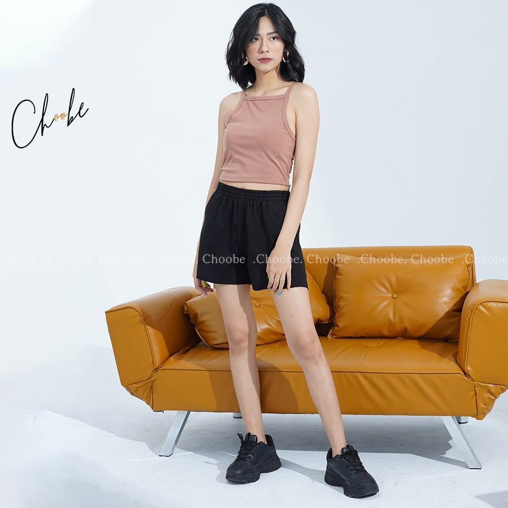 Quần đùi nữ Choobe cạp chun năng động short thể thao thoáng mát kiểu trơn basic - QS03