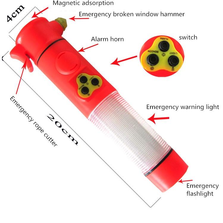 Búa Thoát Hiểm Khẩn Cấp Đa Năng 6 Trong 1 Có Đèn LED Đỏ Cho Xe Hơi