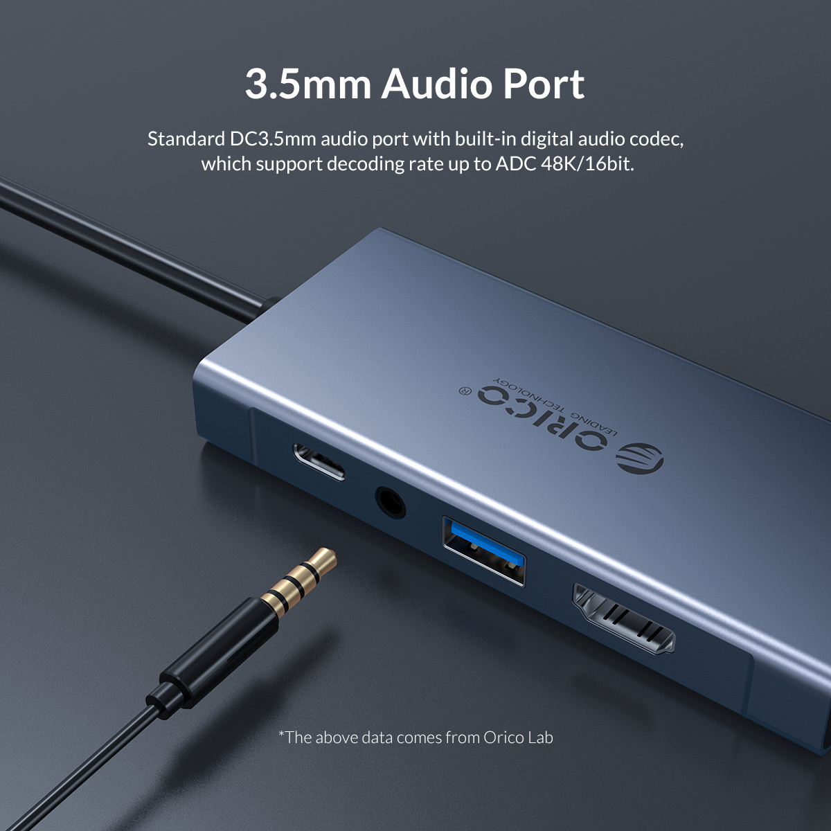 Hub USB Type-C 5 Cổng HDMI 4K 30Hz/ VGA 1920 * 1080P 60Hz/ USB 3.0 5Gbps/PD 60W Max/ AUDIO ORICO MC-U501P-GY - Hàng Chính Hãng