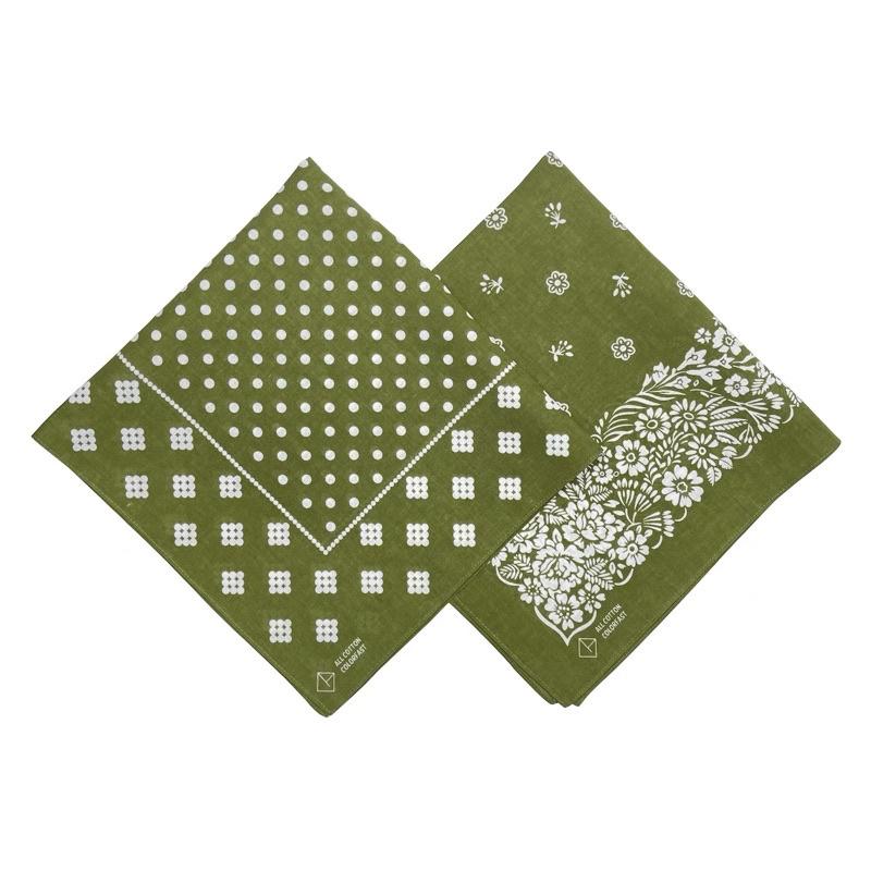 Khăn bandana cotton màu xanh lá cây - Maben