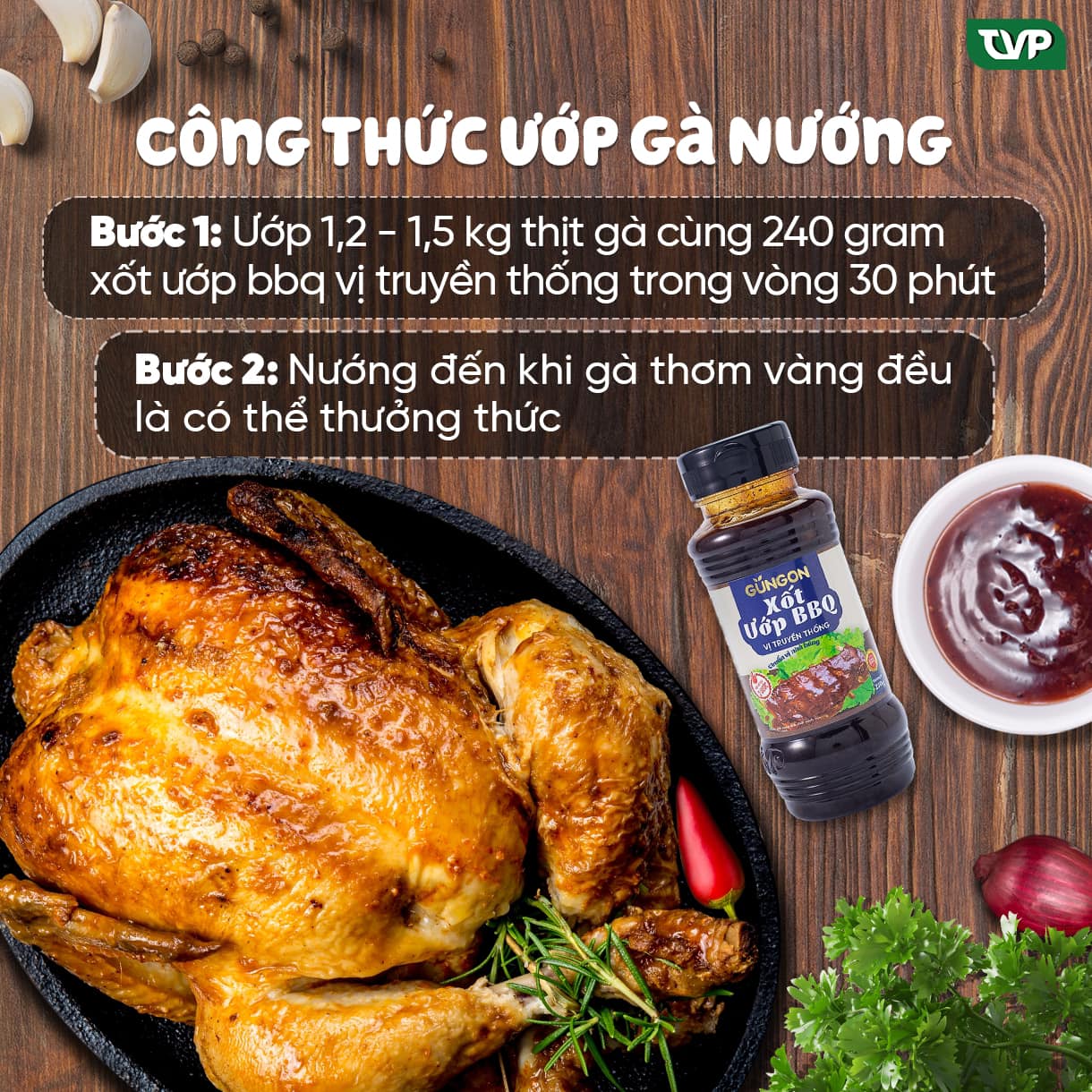 Xốt ướp BBQ vị truyền thống Gungon dùng cho thịt heo, gà, hải sản 240g