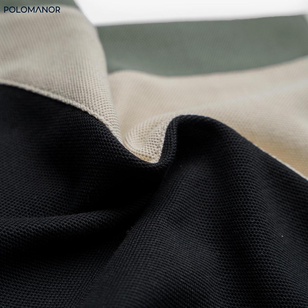 Áo Polo nam phối GONZA vải cá sấu cotton CMC, nam tính, thanh lịch, sang trọng - POLOMANOR