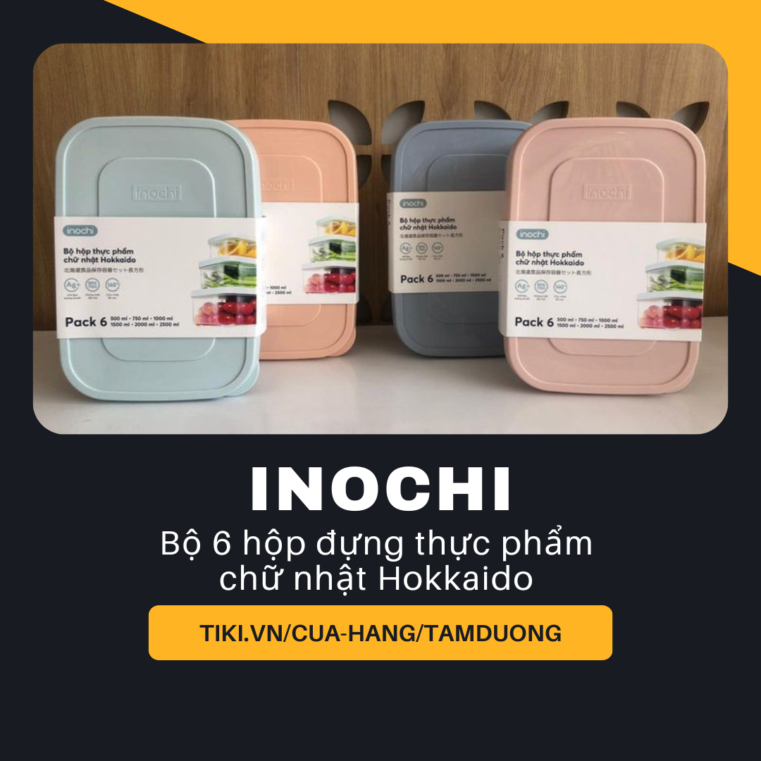 Bộ 6 hộp đựng thực phẩm chữ nhật Inochi Hokkaido