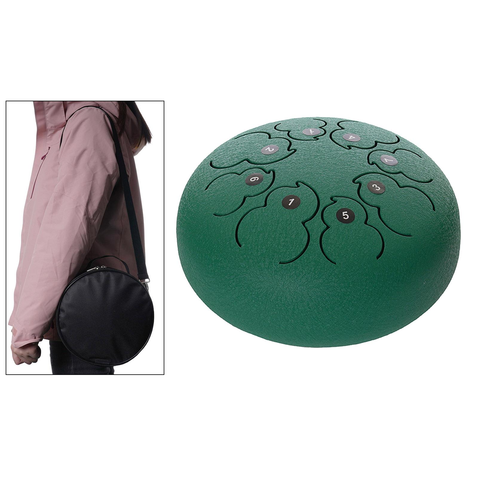 8" Steel Tongue Drum Handpan C Key & Carrying Bag Cleaning Cloth Gift Green