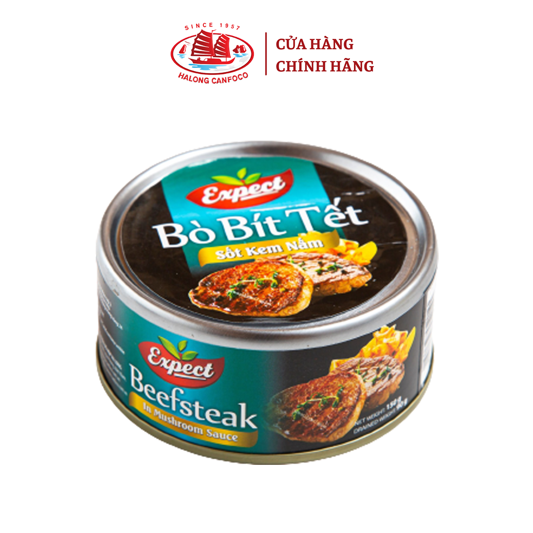 Bò bít tết sốt kem nấm 150g - Đồ Hộp Hạ Long [DATE T06/2024]