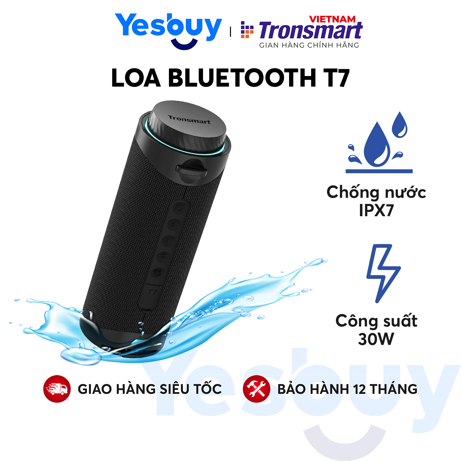 Loa Bluetooth Tronsmart T7 Công suất 30W - Chống nước IPX7 – Âm thanh siêu trầm - Hàng Chính Hãng - Bảo Hành 12 Tháng