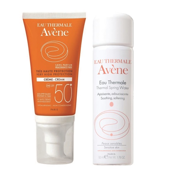 Combo Kem Chống Nắng Không Mùi Cho Da Kích Ứng Avène Very High Protection Cream SPF50+ Fragrance Free (50ml) Và Nước Khoáng Làm Dịu, Chống Kích Ứng Da Avène Thermal Spring Water A1ATW1 (50ml)