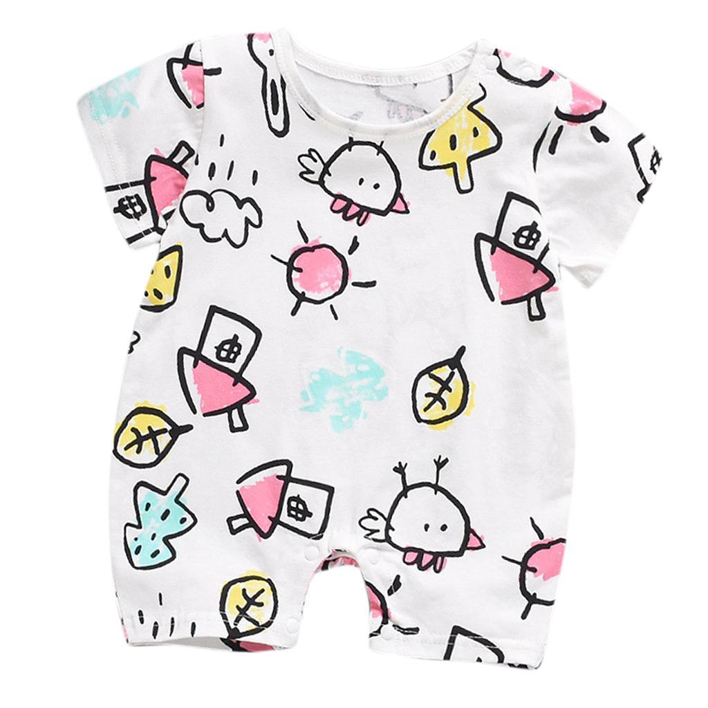 Summer Baby Boys Girls Short Sleeve Romper Cute Cotton Jumpsuit