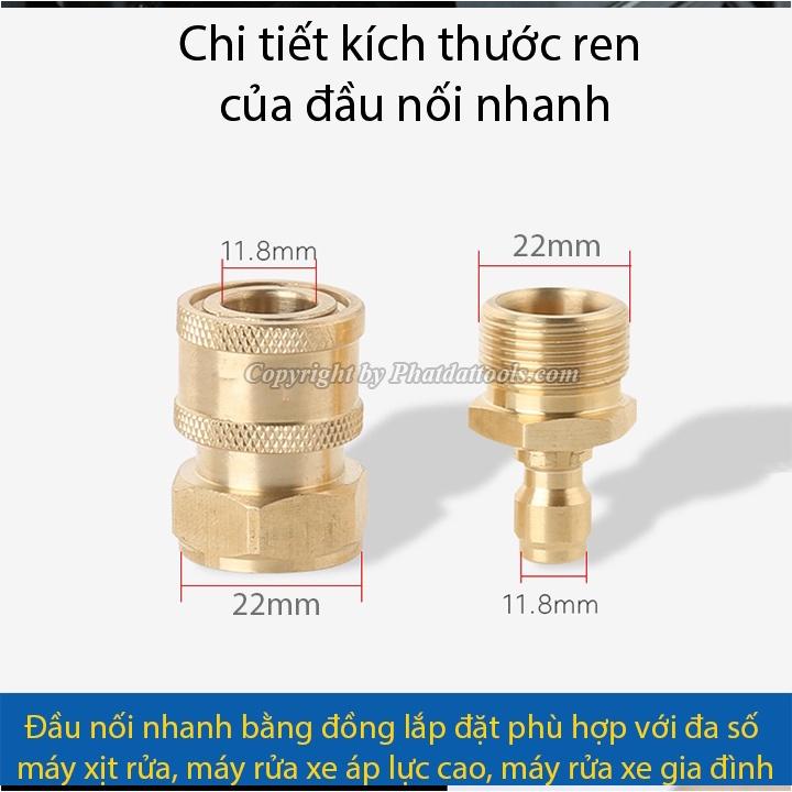 Khớp nối nhanh đầu nước ra máy xịt rửa áp lực cao, tháo lắp dây phun xịt rửa vô cùng nhanh