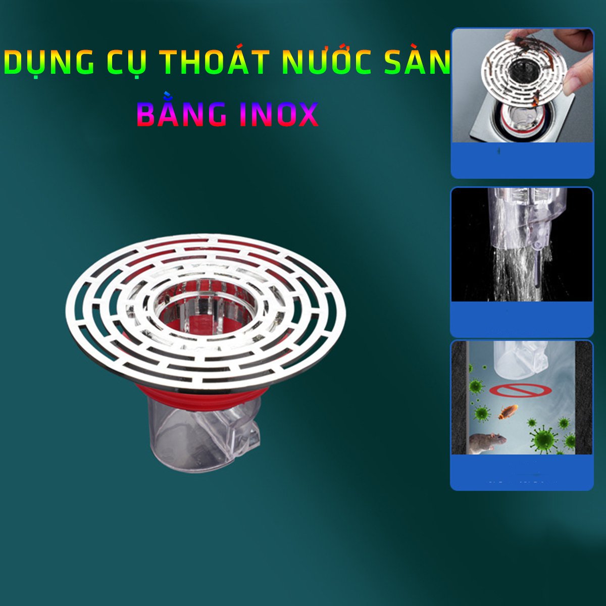 Dụng Cụ Thoát Nước Sàn Nhà Tắm, Thoát Nhanh, Chặn Tóc, Lọc Rác, Chống Tắc Hiệu Quả