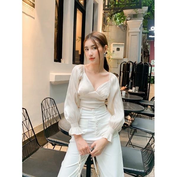 Áo croptop tay phồng dài