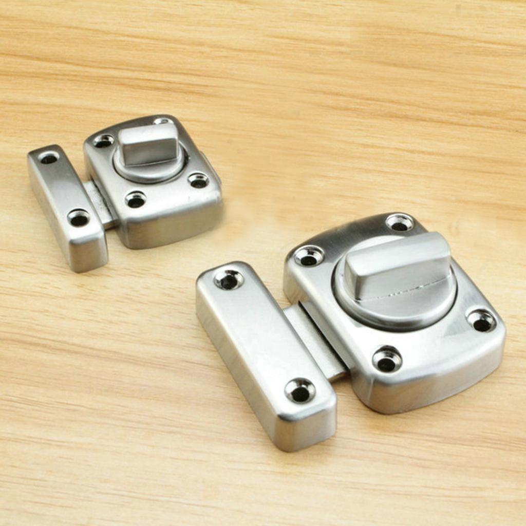 2Pcs Shed Door Lock Turn Bolt Catch Latch for Bathroom Toilet Bedroom Silver