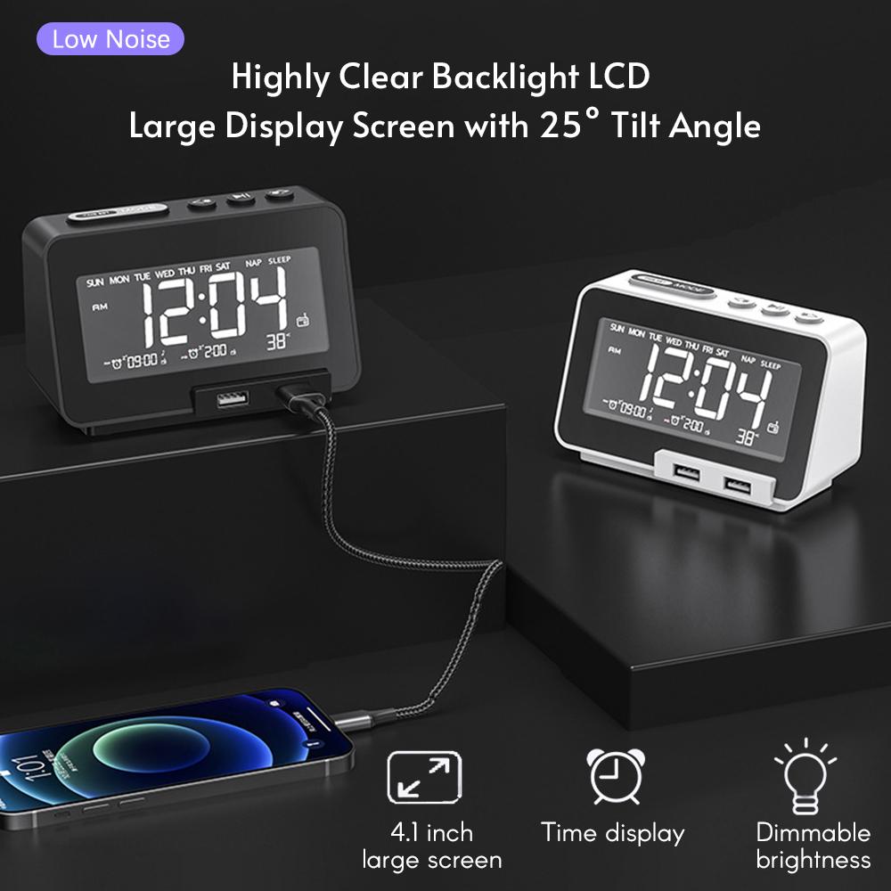 Đồng Hồ Báo Thức Radio K5 Loa Bt Có Đèn Nền Lcd Hiển Thị Nhiệt Độ Màn Hình