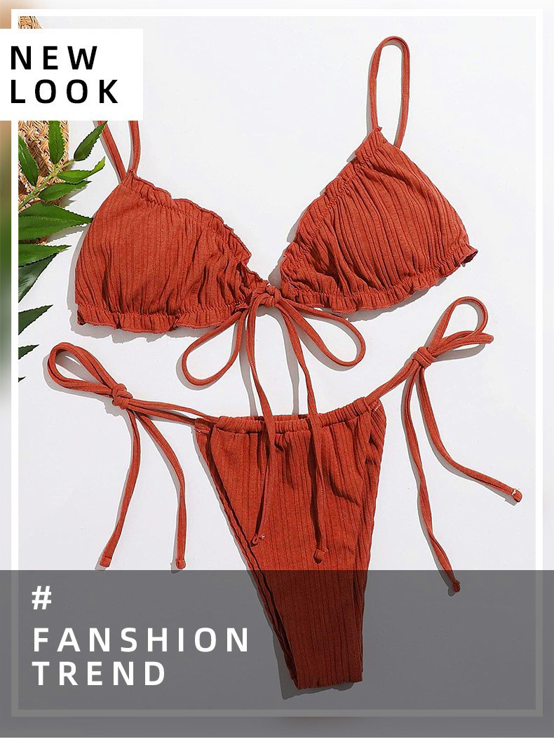 Bộ Đồ Bơi Bikini Màu Trơn Phong Cách Thời Trang Mới Cho Nữ