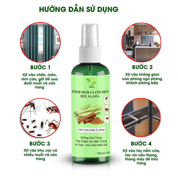 Xịt đuổi muỗi và côn trùng hương sả quế chai 100ml, thành phần an toàn tự nhiên, khử mùi, đuổi muỗi và côn trùng hiệu quả