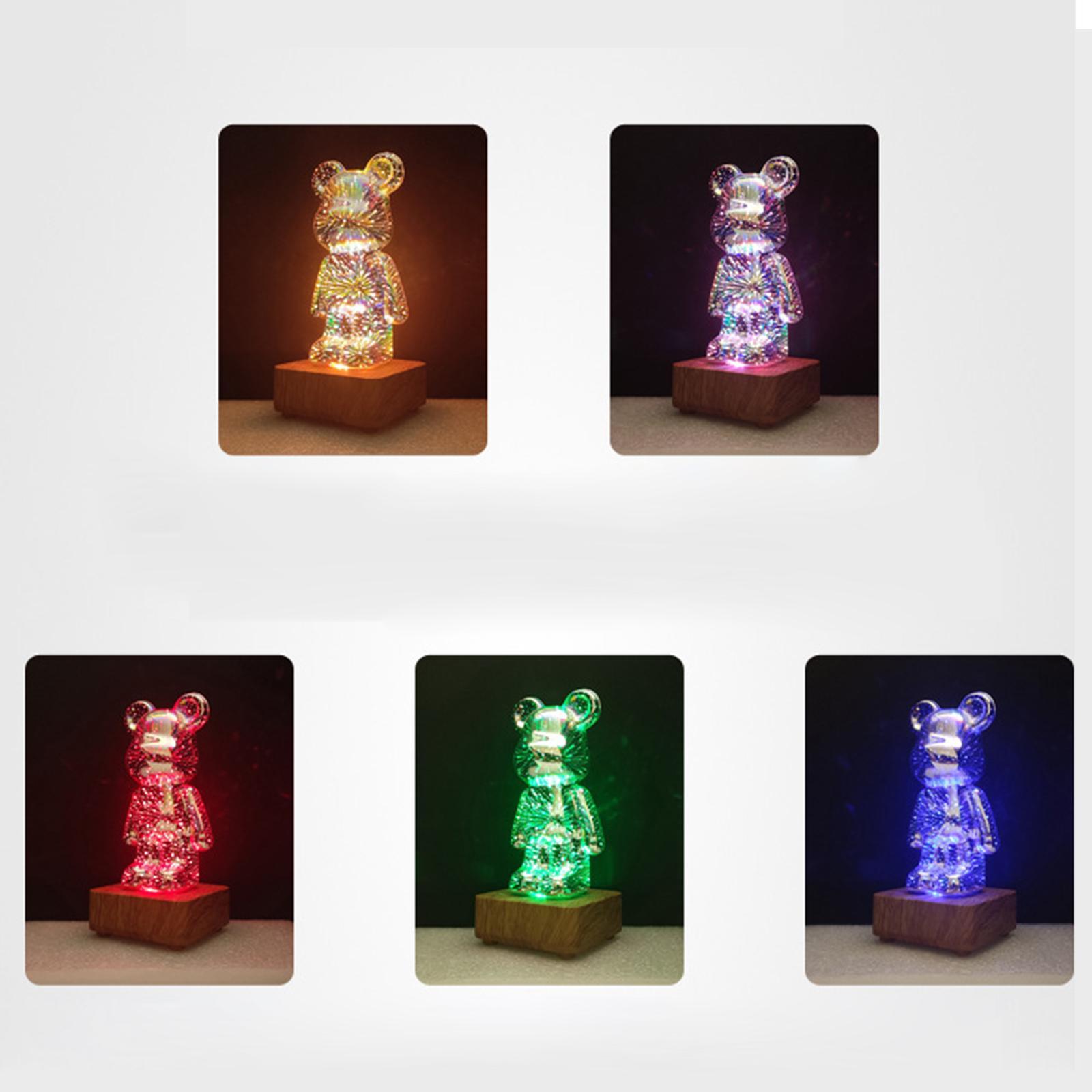 LED Night Light Lighting 3D Bear for Bathroom Kitchen Hallway