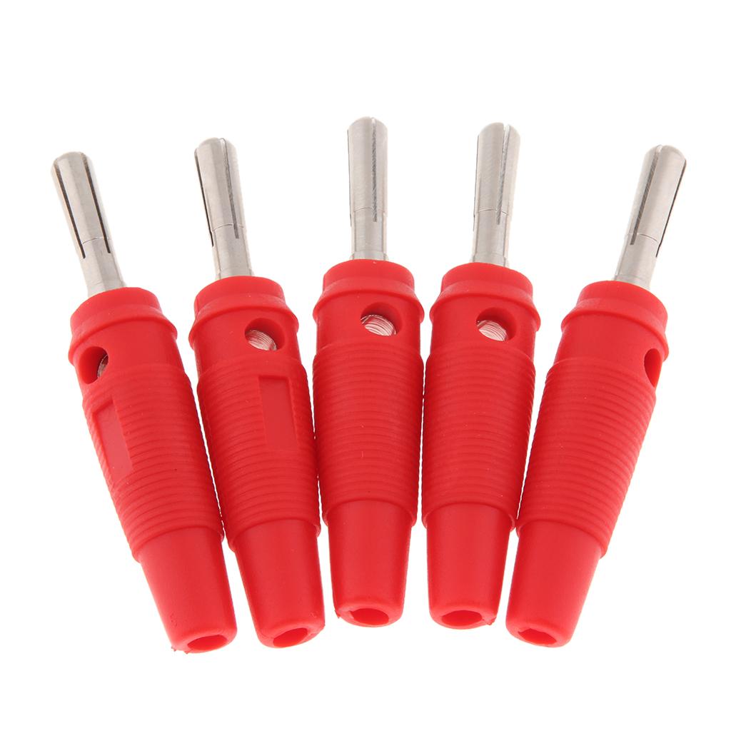 5Pieces 4mm Wire Audio Speaker Cable Banana Plug Connectors Adapter red
