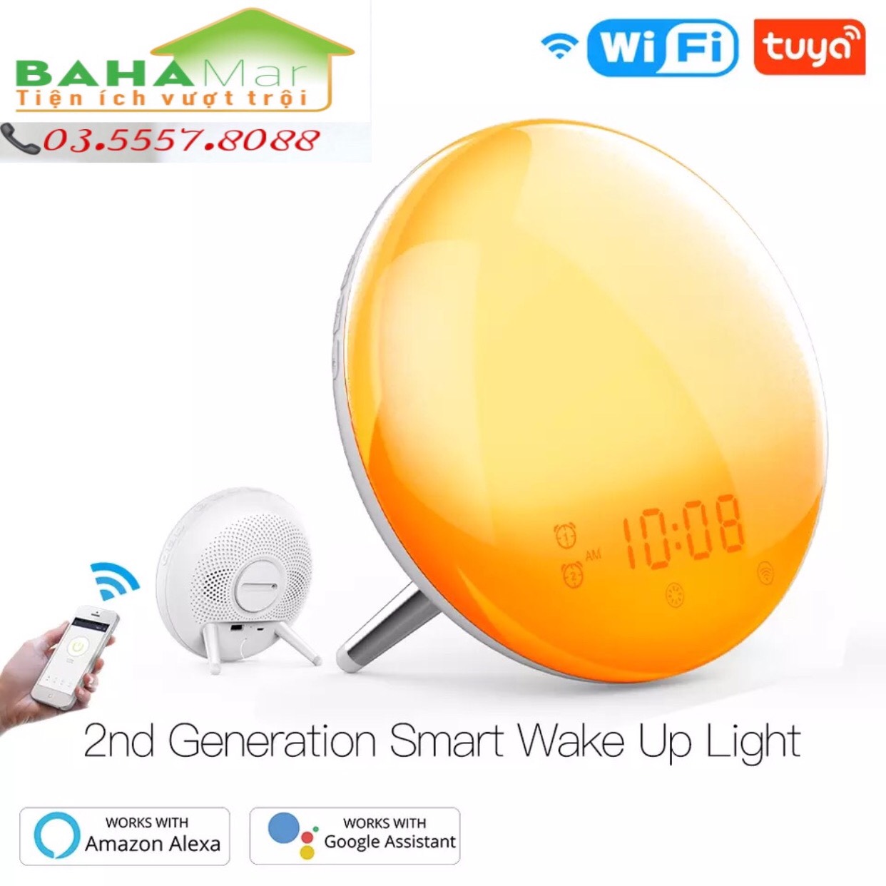 ĐÈN LED MẶT TRỜI BÁO THỨC  NGHE NHẠC  GHI ÂM  ĐỔI MÀU  BAHAMAR  đa năng rất tiện ích cho cuộc sống