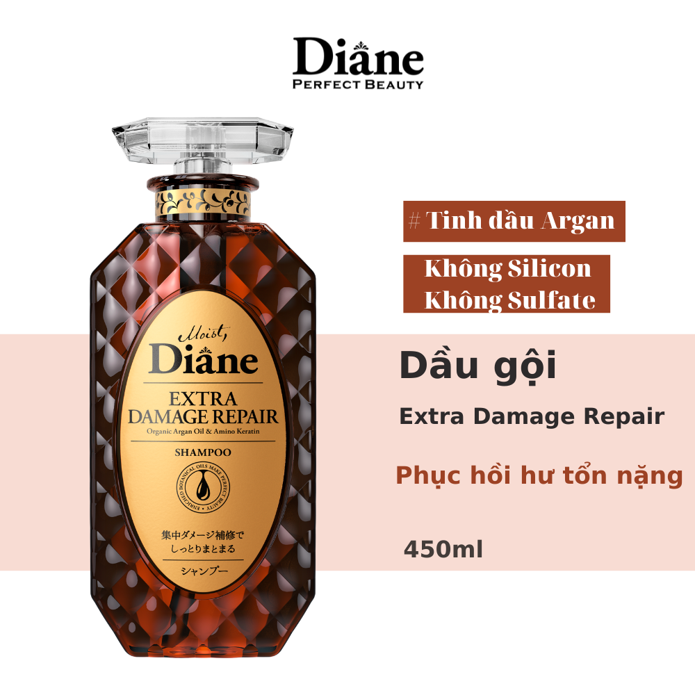 Dầu gội phục hồi tóc hư tổn nặng Moist Diane Extra Damage Repair (Dùng cho tóc sử dụng hóa chất uốn, nhuộm, ép) 450ml
