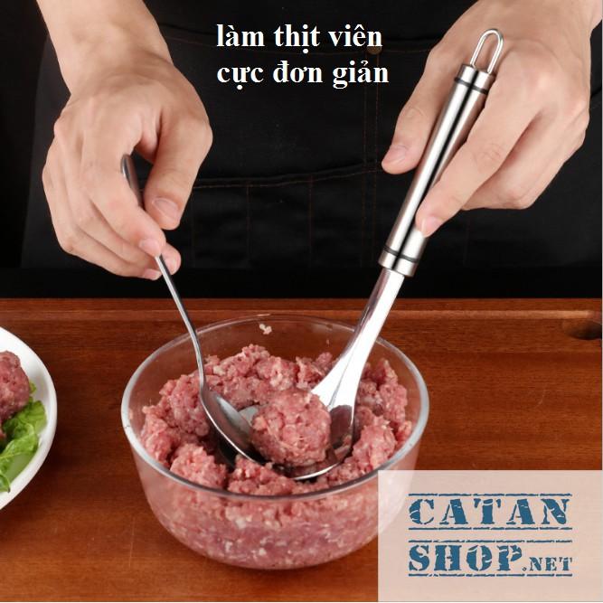 Muỗng, thìa, dụng cụ làm thịt viên, cá viên bằng thép không gỉ siêu tiện dụng, tiết kiệm thời gian GD266-MuongThitVien