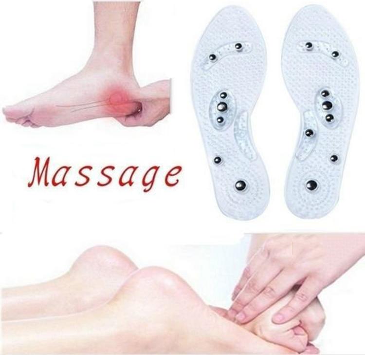 Miếng đế lót giày silicone trong suốt 8 hạt nam châm bấm huyệt massage ở chân nhằm giúp lưu thông tuần hoàn máu tăng cường sức khoẻ cho cả nam lẫn nữ