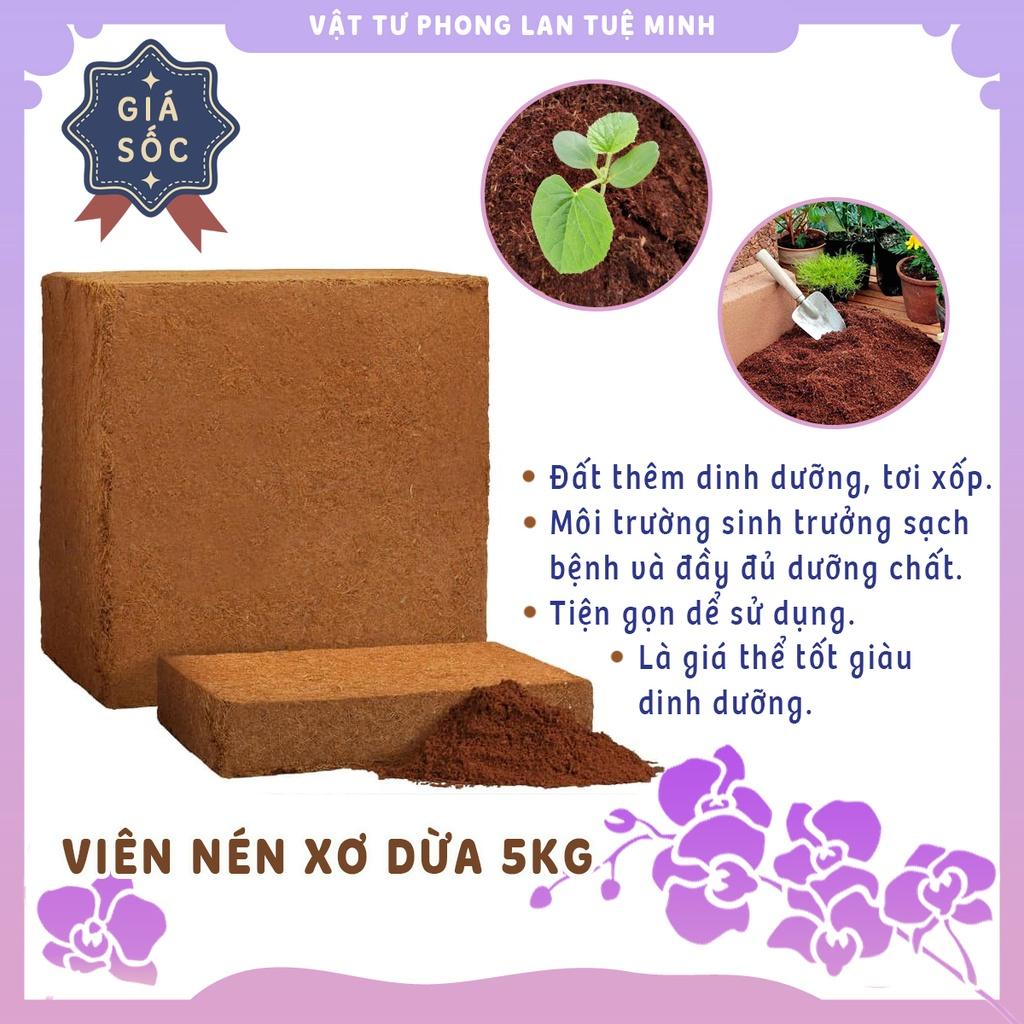 Xơ dừa nén 5KG, trồng cây rau mầm (viên lớn)