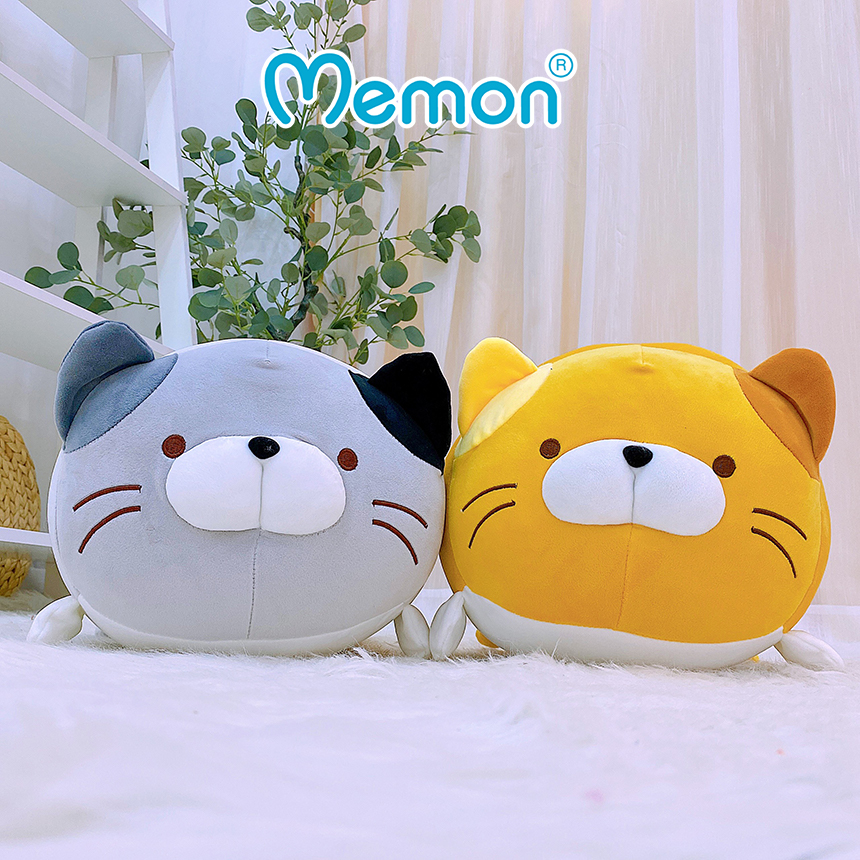 Gấu Bông Mèo Béo Nằm 40cm Cao Cấp Memon, Mèo Corgi Bông Chân Ngắn Dễ Thương