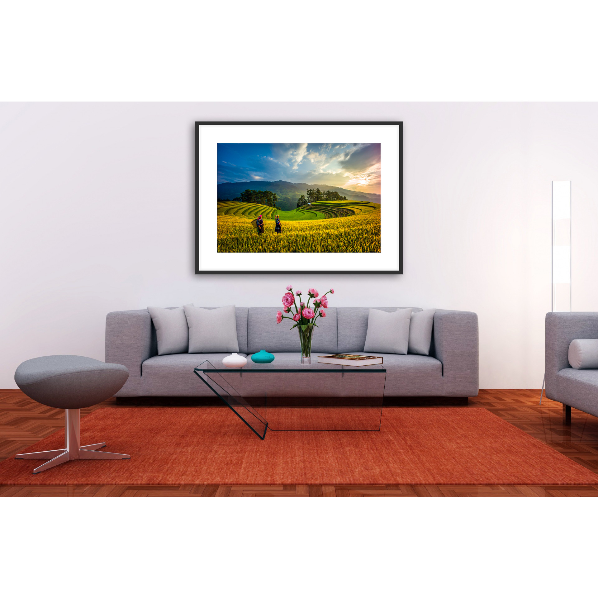 Tranh Treo Tường Phong Cảnh Ruộng Bậc Thang, In Trên Giấy Glossy Cao Cấp Với Công Nghệ In Tiên Tiến Của Nhật Bản