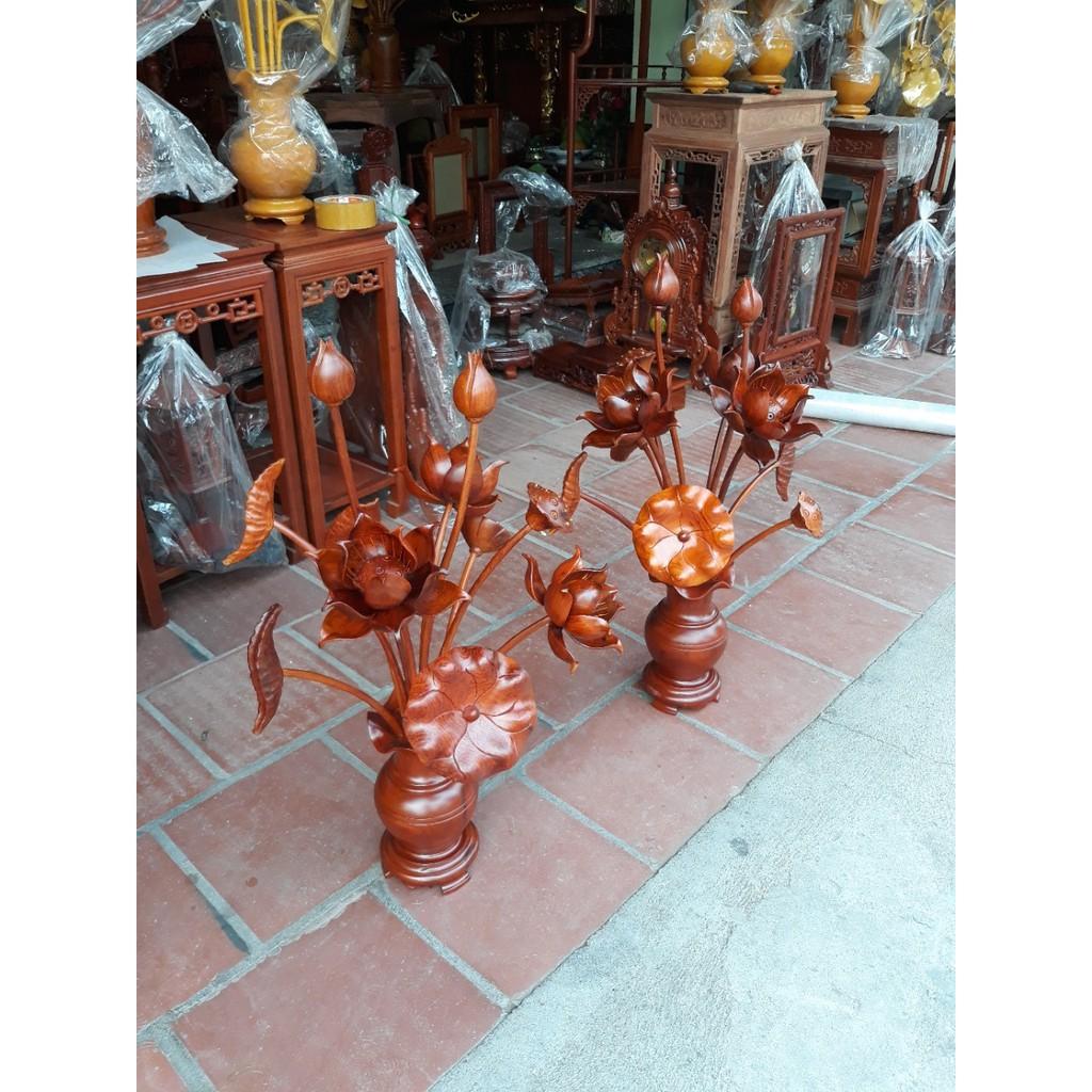 Bình hoa sen gỗ hương đá