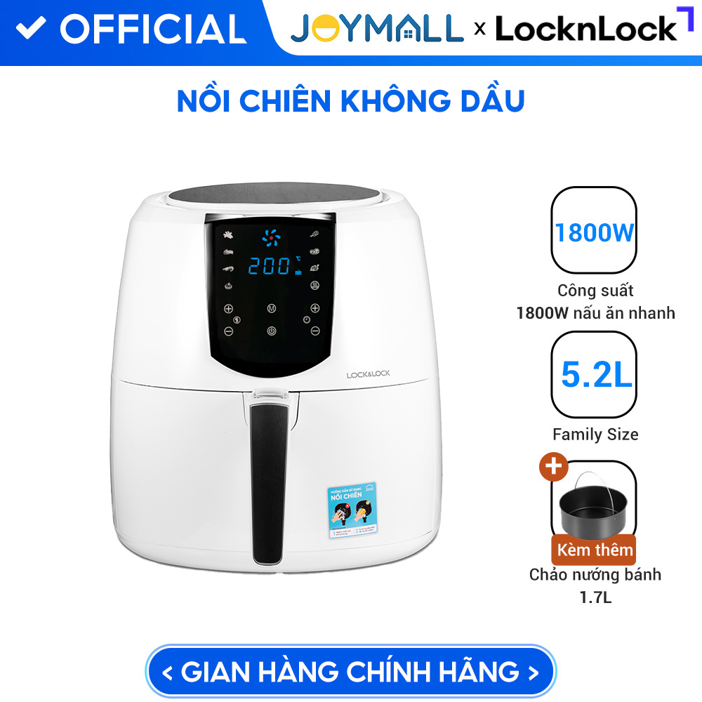 Nồi Chiên Không Dầu Lock&amp;Lock EJF357WHT (5.2 Lít) - Hàng Chính Hãng