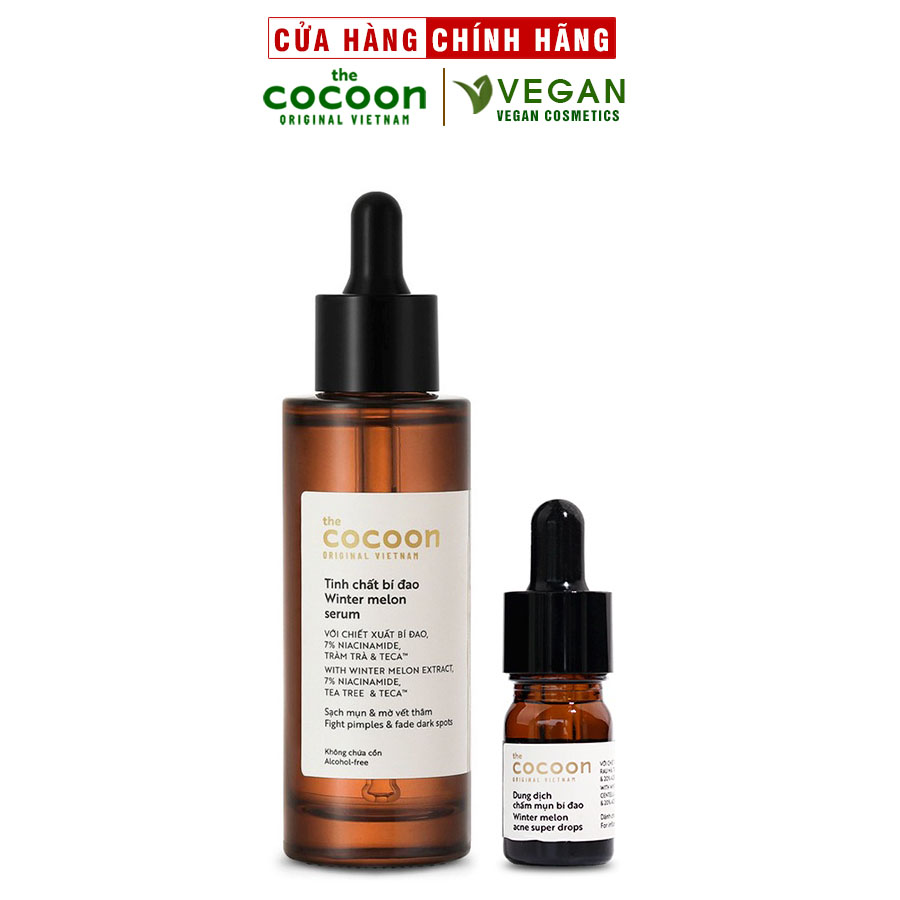 Bộ Tinh chất bí đao cocoon 70ml + Dung dịch chấm mụn bí đao Cocoon 5ml