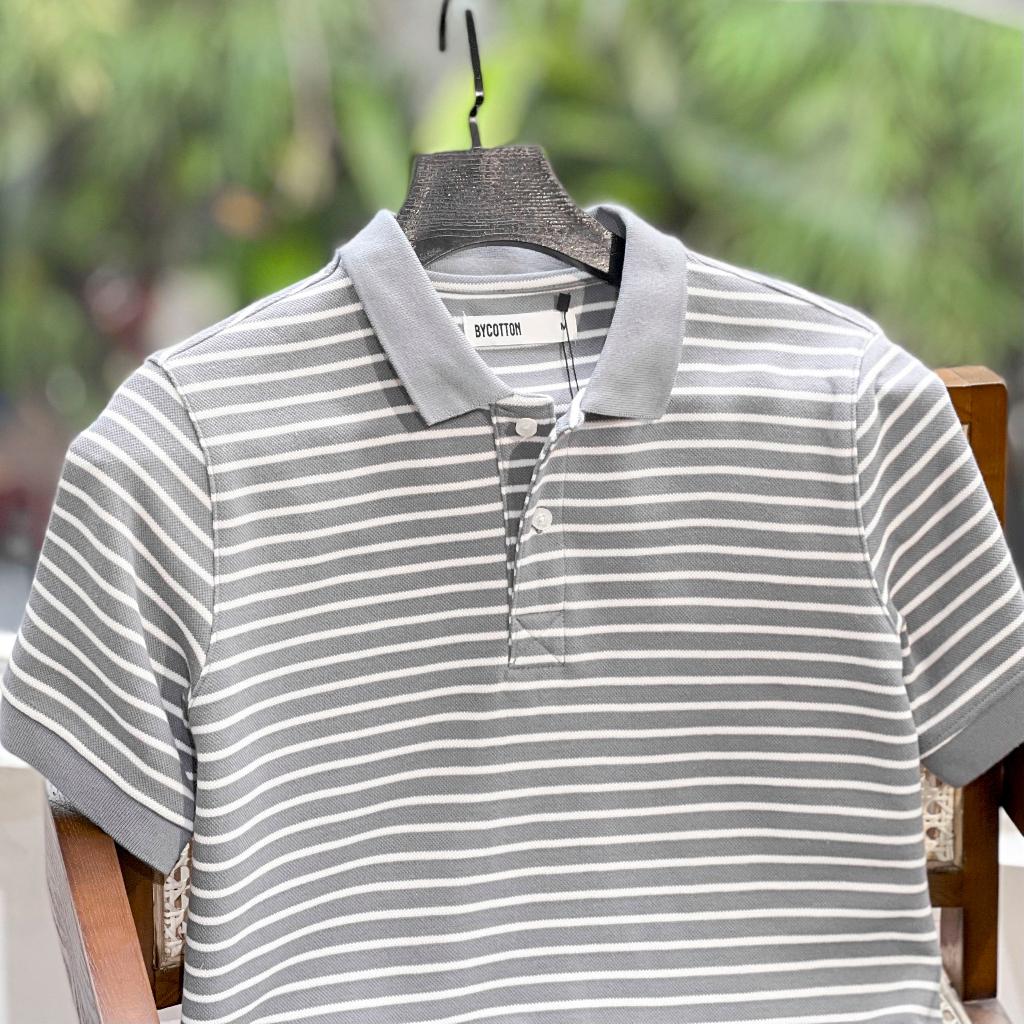 Áo Polo Nam Cao Cấp Có Cổ BY COTTON Grey Stripes Nam Tính, Thanh Lịch, Sang Trọng, Trẻ Trung