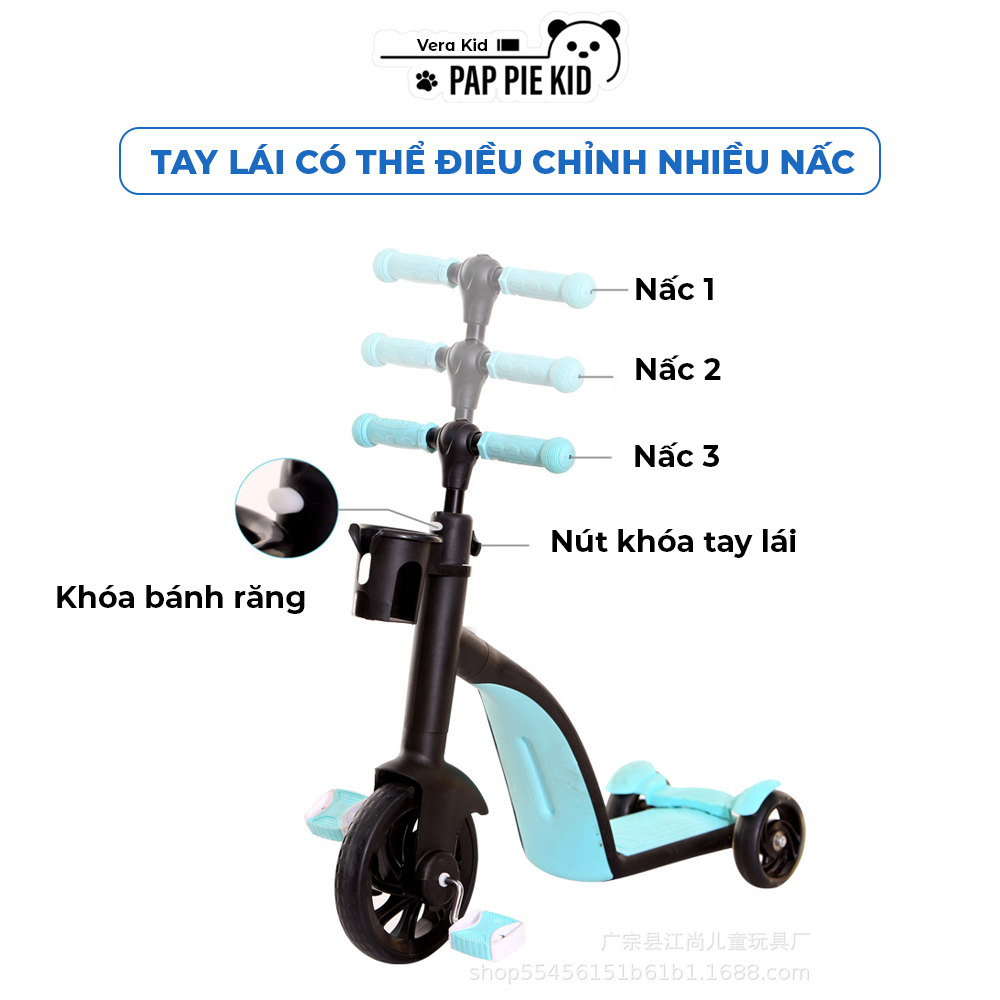 Xe scooter cho bé, xe scooter 3 in 1 VeraKid 2022 cho bé từ 1 tới 6 tuổi