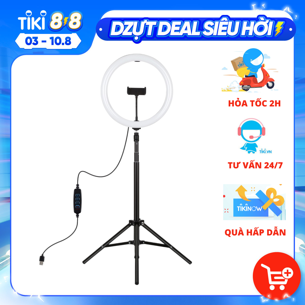 Bộ chân đế tripod có đèn led 33cm 3 chế độ sáng - Hỗ trợ livestream, quay video, quay tiktok hiệu quả - Hàng chính hãng