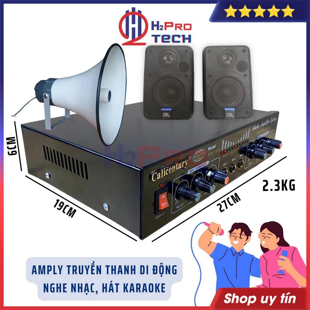 Amply Mini 12V 24V Calicentury Ta-100 100W Công Suất Lớn Làm Âm Ly Phát Thanh Di Động, Karaoke Và Nghe Nhạc-H2Pro Tech