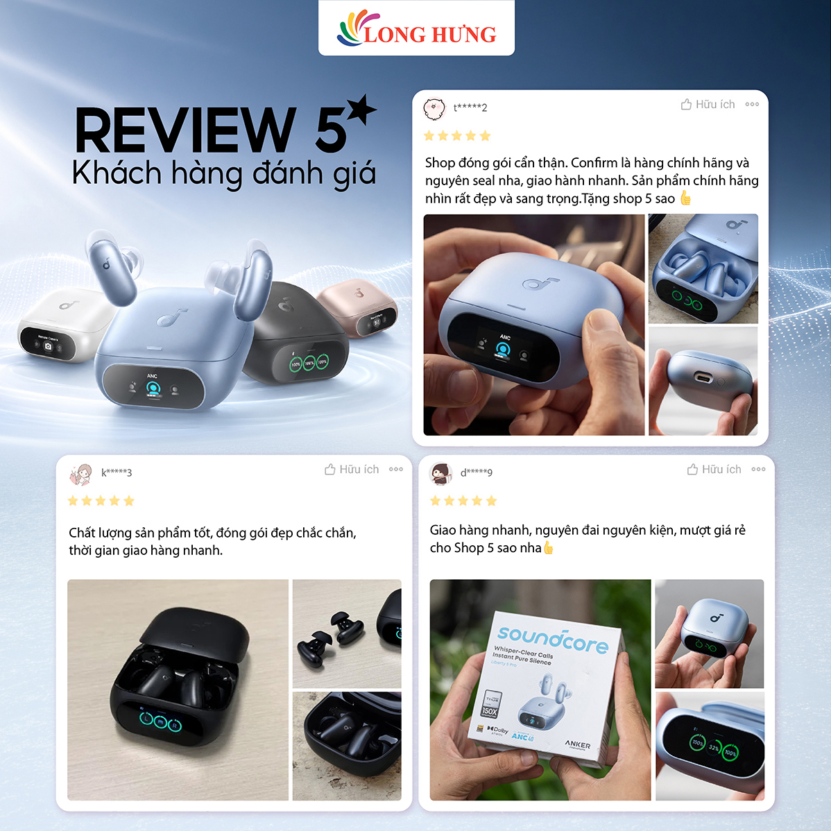 Tai nghe Bluetooth True Wireless Anker Soundcore Liberty 5 Pro D1203 - Hàng chính hãng