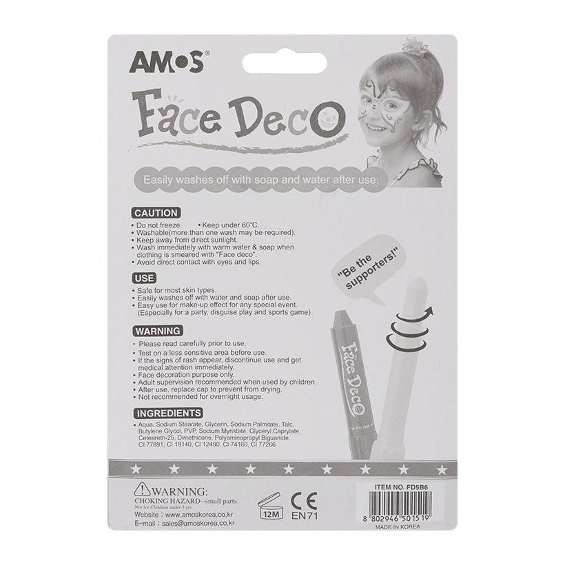 Bút vẽ mặt nhập khẩu Hàn Quốc Amos Face Deco Vỉ 6 màu FD5B6