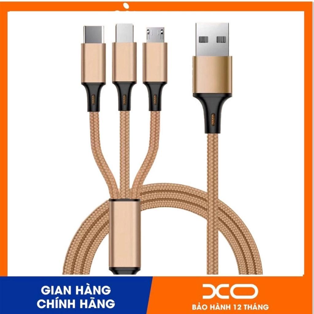 Dây Sạc điện thoại 3in1 gồm microUSB, Type-C siêu bền | Đầu Bọc Dù đa năng mã sản phẩm LY460