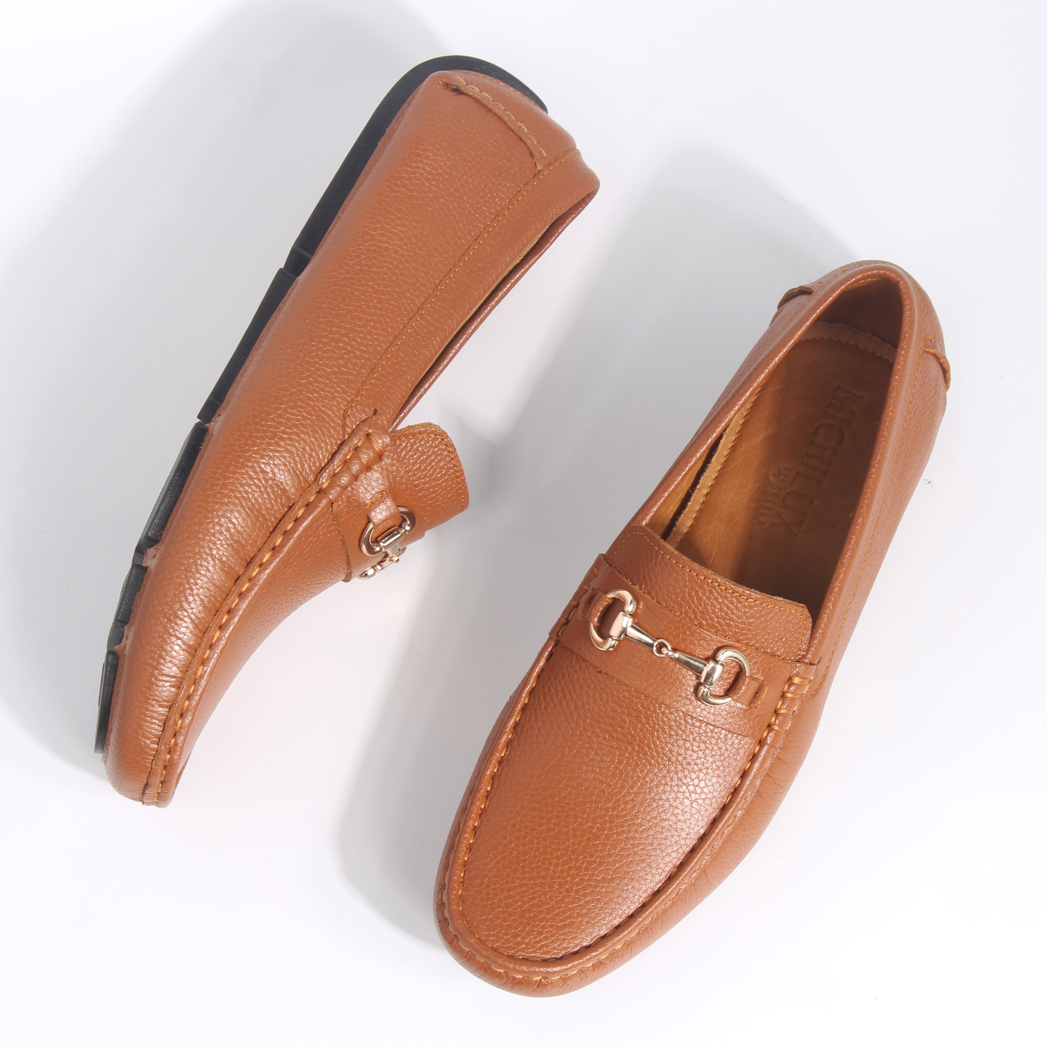 Giày MICHILUX Da Bò Thật Chính Hãng Horse Bit Moccasin CIEHM Màu Nâu Bò