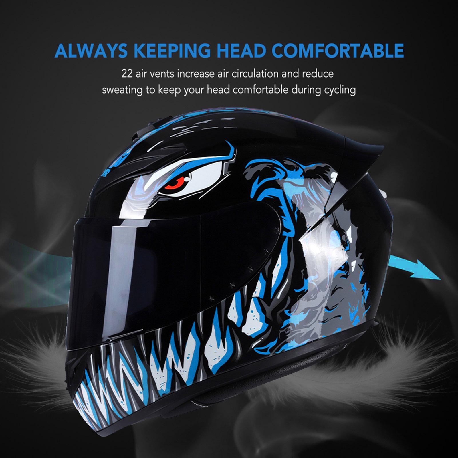 Motorcycle Helmet Full Face Rapid Street Helmet Unisex Adult Cool Rider Equipment Four Seasons New Street Touring Motorcycle Helmet Style D Size L