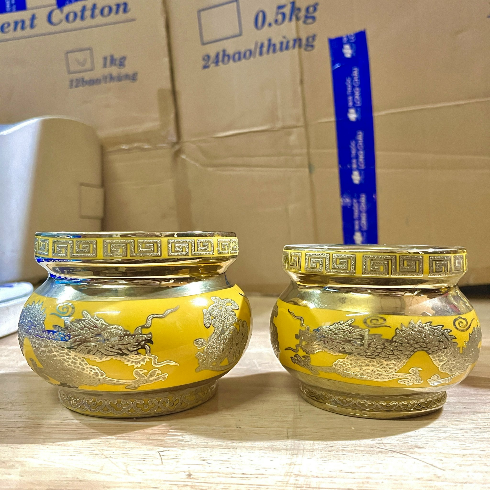 Bát nhang sứ rồng vàng 3D cao cấp