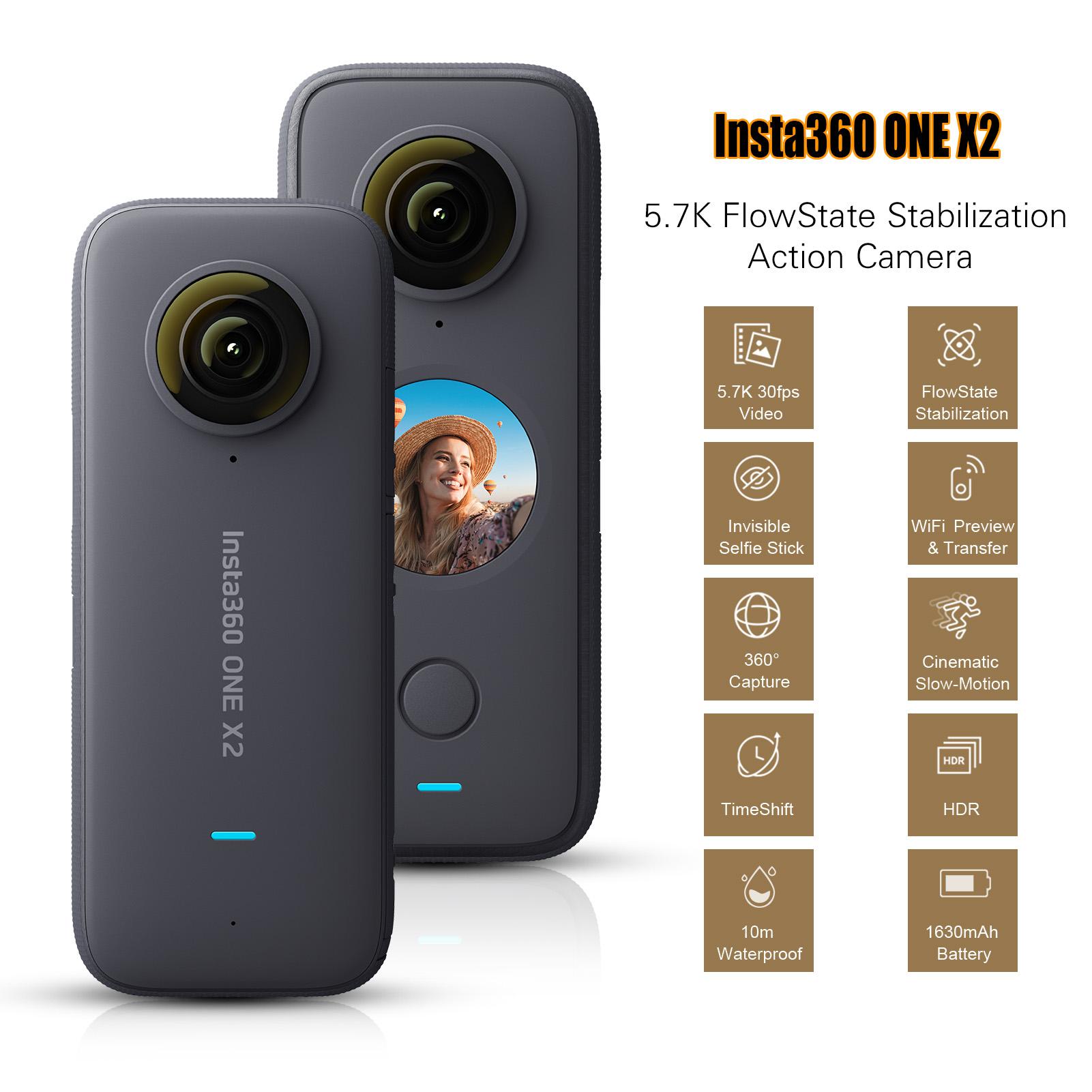 Insta360 One x2 Panoramic Action Camera LCD Touch Màn hình hỗ trợ chống thấm nước ổn định 360 Camera 360