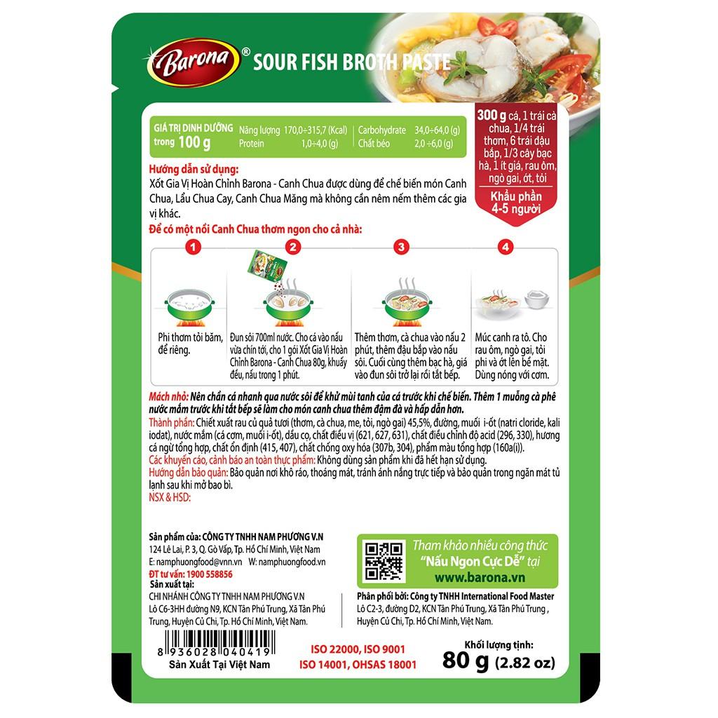 Gia Vị Canh Chua Barona 80g chay mặn dùng được, tươi ngon chuẩn vị không cần nêm nếm