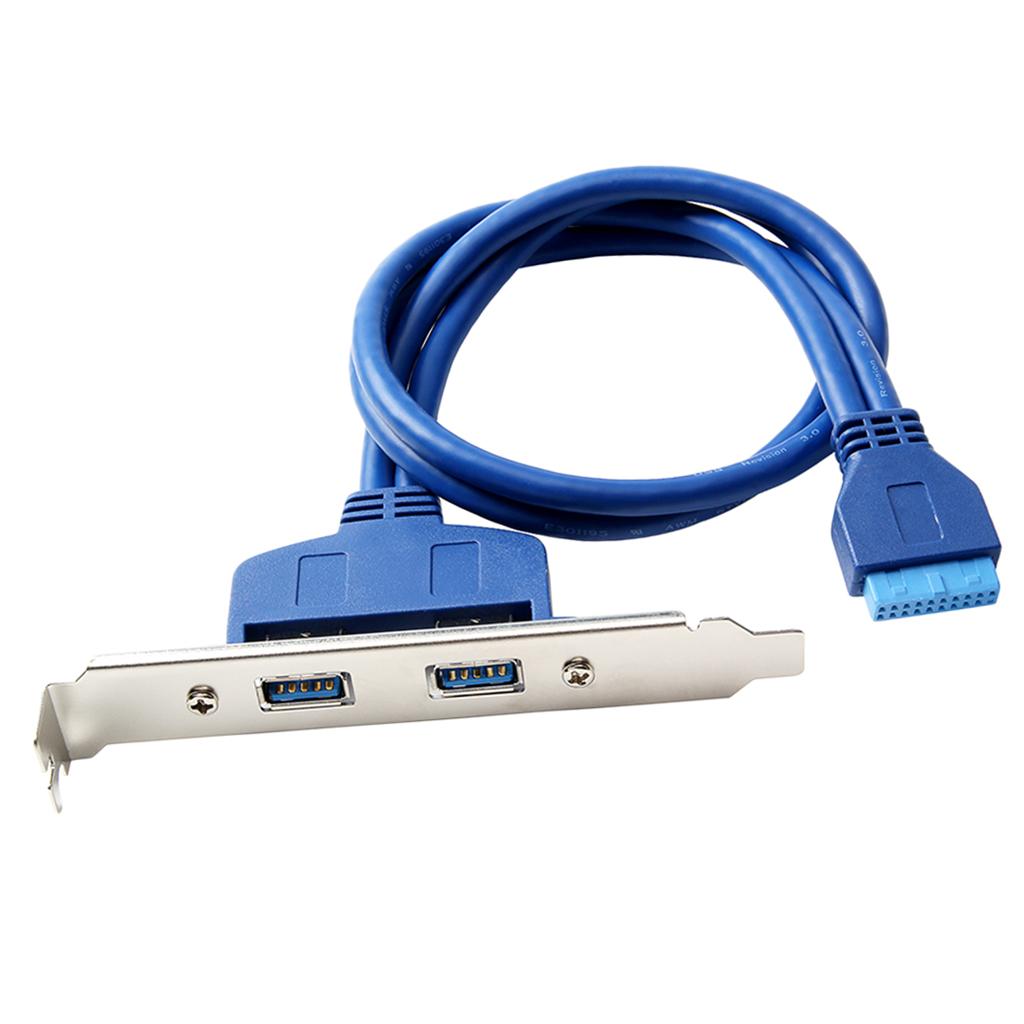 Motherboard USB 3.0 Dual Port Bracket Cable with Built-in 20 Pin Header
